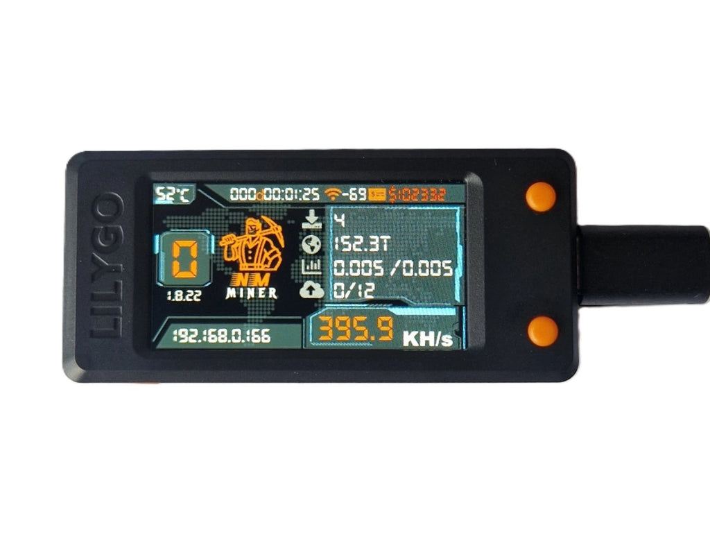 NM Miner (Nerd Miner) V2 Solo / Lottery Bitcoin Miner – Lilygo T Display S3